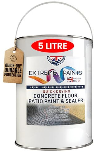 TRADE SUPPLIES UK - Extreme Quick Drying Concrete Floor, Patio Paint & Sealer - Water Based, Durable & long Lasting - Industrial & Domestic Spaces - Dark Grey, 5L