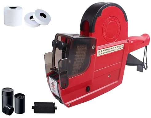 HopingMore 2-Line 20 Digits Price Label Gun with Letters A-Z,Pricing Labeler with 5 Rolls/2800 Stickers 3 Inkers,Tag Maker Machine for Office Retail Shop Grocery Store Yard Sale