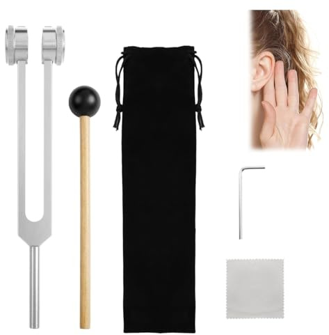 Diapasón de 128 Hz,juego de diapasones de aleación de aluminio,Diapasón Terapéutico,terapia de frecuencia con martillo de silicona,paño de limpieza y bolsa de almacenamiento,para terapia de sonido