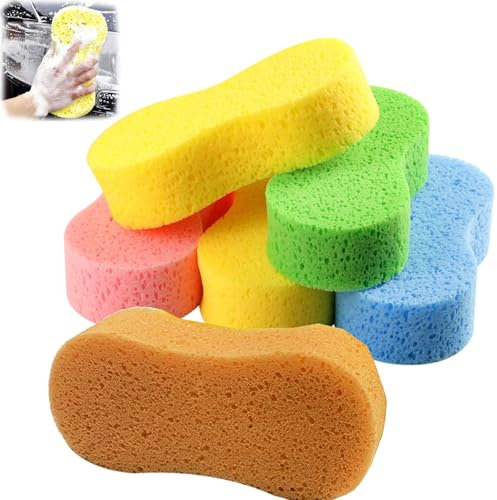6 Pcs Colorful Car Sponges–Extra Large Car Wash Sponge Set –Soft & Durable Scratch-Free, Honeycomb Design for Safe & Efficient Cleaning Ideal for Cars, Wheels, Windows & More (22x11x4.5cm)
