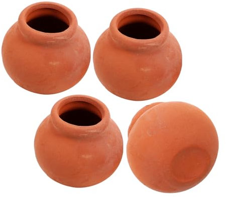 SUPVOX 4 Pièces Mini Pot De Fleur en Céramique Fleurs De Maison De Poupée De Maison De Poupée Bricolage Mini Meubles De Maison De Poupée Accessoires De Fleurs De Jardin Orange