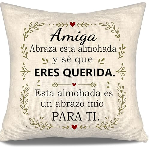 Abraza Esta Almohada y sé Que Eres Querida Esta Almohada es un Abrazo mío para ti Funda de Cojín para Amiga Cumpleaños Regalo de Mejor Amiga para Mujer Niña Regalo de Amistad