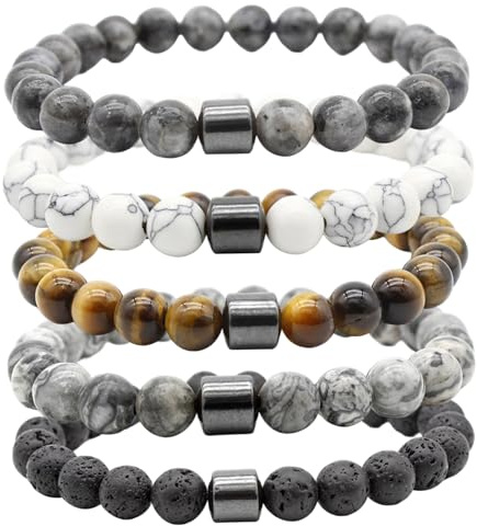 CNAFGBGG 5 st anti-rökning armband andligt magnetiskt pärlband sluta röka armband för kvinnor män hjälper till att lindra ångest frustration irritabilitet.