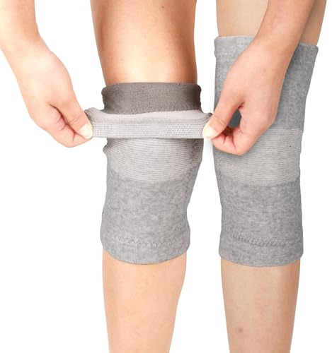 viiotu Knee Warmers for Women Men,Soft Thermal Knee Sleeve with Warm Lining Stretchy Knit for Arthritic Night Sleep Elders Gift (Gray, L)