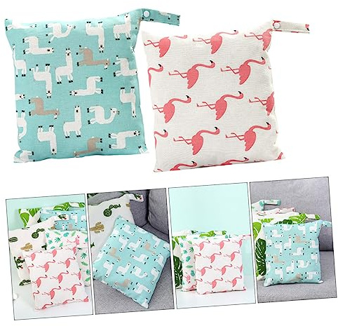 FUNOMOCYA Borsa per Pannolini Lavabile 2 Pezzi Blu in Lino Traspirante e Portatile per Uso Indoor e Viaggi
