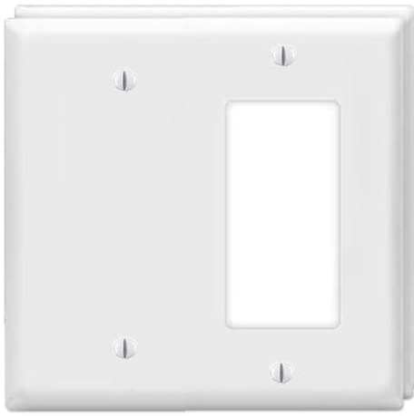 ZEFTV Decorator Rocker/Blank Wall Plates 2-Gang Switch Outlet Electrical Cover Plate Unbreakable Thermoplastic Faceplate for Light Receptacle Outlet Switch, White (2 Pack)
