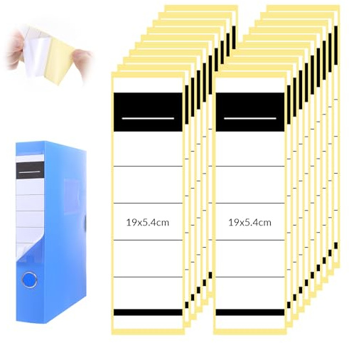 LIQWEI 100 Stück Ordnerrücken Selbstklebend Set, Breit Ordner Rückenschilder Klebeetiketten, Weiß Ordner-Etiketten für Standardordner Breit Ordner Archivierung (19 x 5,4cm)