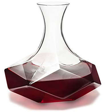 Viski Faceted Wine Decanter, Lead-Free Crystal Carafe for Red and White Wine with Broad Base for Aeration, Elegant Large Pitcher for Wedding Gifts, Housewarming Essentials, 64 oz (1.9 L), Set of 1