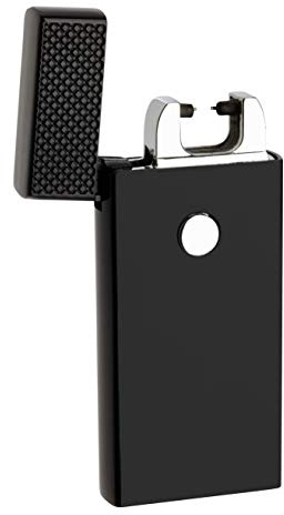 TFA Dostmann Taschen Feuerzeug mit Lichtbogen, 98.1124.01, elektrisch, USB aufladbar, Kerzenanzünder, Mehrweg, Metall/Kunsstoff, sicher und einfach, 35 x 13 x 76 mm, schwarz