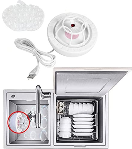 Portable Mini Dishwasher, Ultrasonic USB Countertop Dishwasher with Red, High-Frequency Deep Cleaning, Quiet Auto-Off, Multifunctional Household Compact Dishwasher for Kitchen