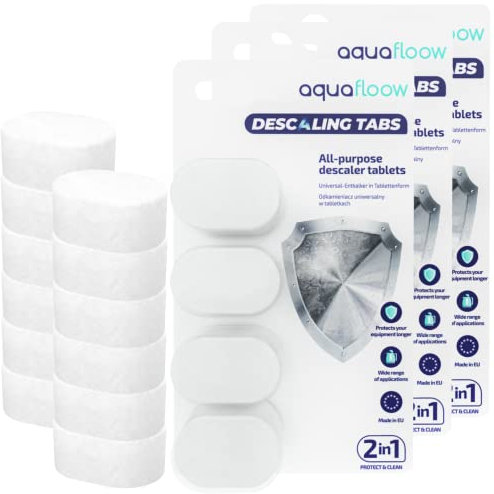 Aquafloow Decalcificatore per Macchine Caffe, Per caffè espresso automatica e bollitore elettrico, Compatibili con marchi, delonghi, saeco, lavazza, ferro, umidificatore- 12x pastiglie 14 grammo
