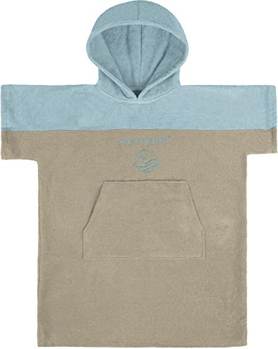 Kinder Badeponcho - Strandponcho aus Bio-Baumwolle - Handtuch-Poncho mit Kapuze für Jungen und Mädchen von 0-13 Jahren - Bademantel aus schadstofffreiem Material Farbe Hellblau Größe 2 - 5 Jahre
