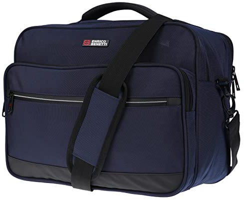 Christian Wippermann Borsa a tracolla da uomo XXL per assistenti di volo, borsa da lavoro da 17 pollici, Blu, 40 cm x 30 cm x 20 cm, Borsa a tracolla