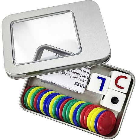 NECXON Left Right Center Dice Game Set, LRC Dice Game Including 3 Dices 40 Colorful Chips with Storage box for Camping Party Picnic Game
