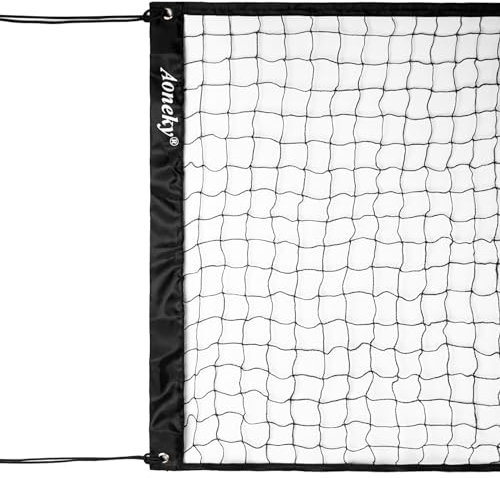 Aoneky 9,5M Volleyballnetz für Indoor Outdoor Garten Strand Pool, Volleyball Ersatznetz mit Spannseilen, Schwarz