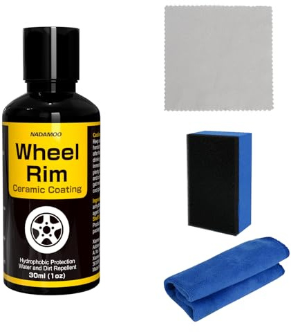 NADAMOO Wheel Rim Ceramic Coating Kit 30ml, High-Heat Resistant Hydrophobic Protection, Gloss Finish, Self-Cleaning, Repels Brake Dust & Dirt, Ceramic Protection for Alloy Rims