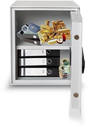 Konsmetall - Tresor für Zuhause Kolibri 2.0 43 T, Safe Tresor Elektronisch, Möbeltresor 43 x 37,1 x 35,3 cm, Tresor-Box mit Elektronisches Codeschloss, Einbruchhemmender Rahmen - Lichtgrau