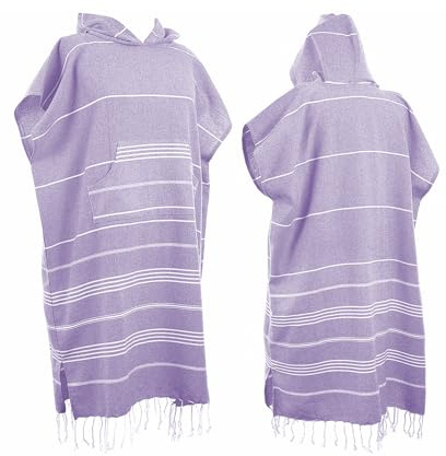 Laoyuandamai 1 pièce Grande Serviette Poncho Turque en Coton Poncho de Surf Robe de Changement avec Capuche et Poche Avant Serviette Absorbante et Portable Poncho de Plage à Capuche pour Homme et