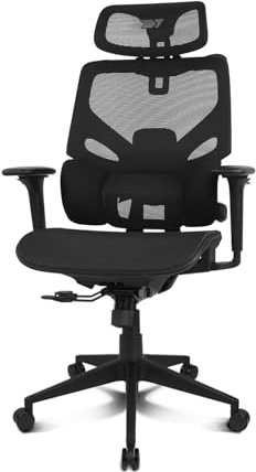 DRIFT GAMING DRAIR400 – Silla Gaming Profesional en Malla, reposabrazos 4D Acolchados, pistón Clase 4, giratoria e inclinable, Cojines Lumbar y Cervical Integrados, Negro