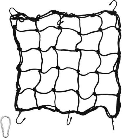 Red de equipaje para bicicleta de 40 x 40 cm, red para equipaje trasera de bicicleta, color negro, red de equipaje para moto con ganchos, red para casco, red de goma, pequeña, accesorios para