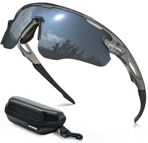 VICTGOAL Cycling Glasses for Men Women with Polarized Lenses UV Protection Cycling Sunglasses TR90 Frame for MTB Bike Glasses (Grey)