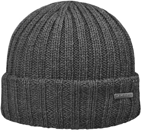 Melegari Berretto Cuffia Beanie Como Super a Doppio Spessore | Skull cap Pura Lana Merino Extrafine | Made in Italy (IT, Testo, Taglia Unica, Grigio Scuro)