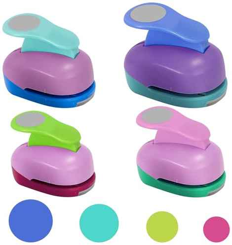 WANDGU Set di 4 punzonatrici per carta rotonde, perforatrici per carta rotonde, 4 dimensioni, per bricolage, album di ritagli, album fotografici (9 mm, 16 mm, 25 mm, 38 mm)