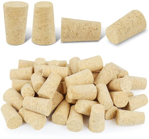 50 Pcs Wine Corks,Wooden Tapered Cone Bottle Stopper,Natural Wooden Plugs,Leakproof Replacement Corks for Various Wine Beer Liquor Bottles,Crafts(22x35x17mm)