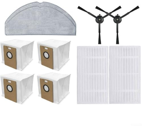 Lot de 8 pièces de rechange pour aspirateurs robot Tapo RV30 Max / RV30 Max Plus / RV20 Max / RV20 Max Plus, comprend 2 filtres HEPA, 2 chiffons de serpillères, 2 brosses latérales, 2 sacs à poussière