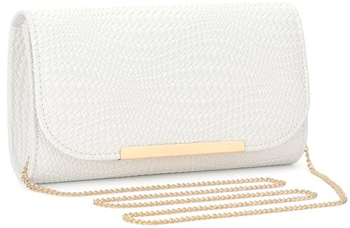 BAIGIO Clutch Damen PU Leder Abendtasche Elegante Handtasche Weiß Brauttasche Kettentasche für Hochzeit Damen Tasche Kleine Umhängetasche Crossbody Bag #1