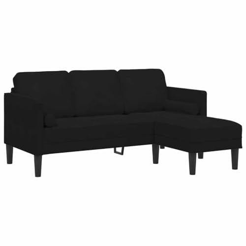 vidaXL Sofa Set mit Kissen Schwarz Polyester, Moderner Wohnzimmersofa-Set aus Samt, rechteckig, verstellbar, modulare Gestaltung, praktisches Sitzen