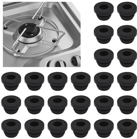 Terraxis 24 Pièces Bouchon Caoutchouc, Joint Plaque de Cuisson, Camping Accessoires, Pieds en Caoutchouc, pour Réchauds de Camping-Car Dometic, Smev et Thetford avec Barres de 5 mm