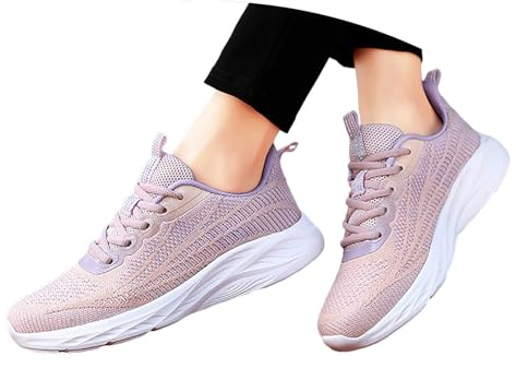 Allbestop Chaussure Basketball, Chaussure Orthopédique Femme Tennis d'Amortisseur Sneaker Zéro-Drop Running Femme Chaussures de Randonnée de Marche Jogging Large, Chaussures Sport(Violet,40)
