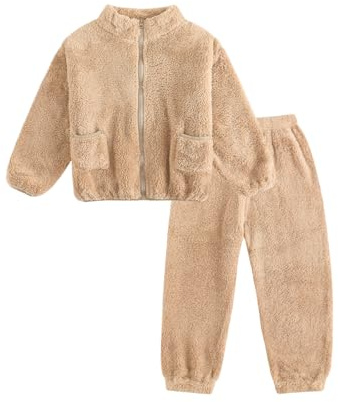 JiAmy Set di abbigliamento da ragazza, 2 pezzi, marrone, 7-8 Jahre