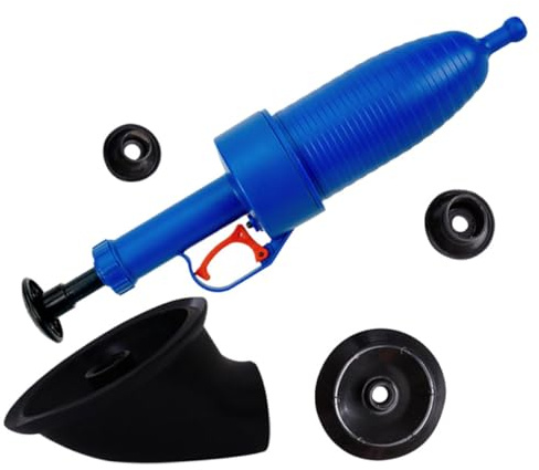 HOUDERCO Déboucheur De Toilettes Piston à Vide Bleu, Ventouse Robuste Pour Évier Et Bain, Outil De Plomberie Puissant Pour Salle De Bain, Usage Domestique, Utilisation Immédiate