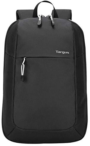 Targus Intellect Essentials ryggsäck för lätt vattentålig smal resa med vadderat ryggstöd, snabb åtkomst stopppåse, skyddande fodral för 15,6-tums laptopryggsäck, svart (TSB966GL)