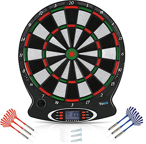 Ejoyous Elektronische Dartscheibe, Dartscheibe Elektronisch Elektronik Dartboard Electronic Soft Tip Dartboard mit LCD-Score-Anzeige und 6 Dartpfeilen 31,5 * 43 cm