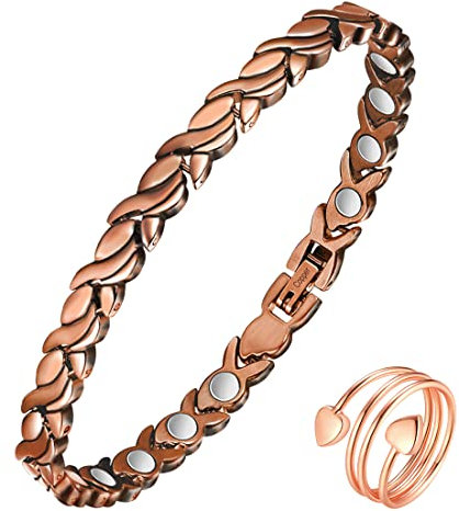 Vicmag Kupfer Magnetarmband für Frauen Armbänder 99.99% massives reines Kupfer verstellbare Größe mit Schmuck-Geschenkbox (Kupfer Fischschwanz)