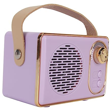 Vintage Bluetooth Speaker,Retro Decor, Small Wireless Bluetooth 5.0 Speaker, Cute Old Fashion Style Accessories Aesthetic for Kitchen Bedrooms Office Party Home (Purple)