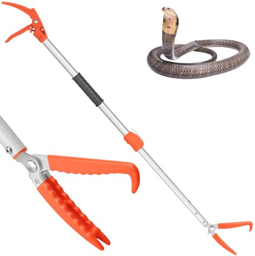 Kalkal 79 Snake Grabber Tool, Professional Aluminum Alloy Telescopic Rattle Snake Tongs, Heavy Duty Reptile Grabber Snake Catcher Wide Jaw Pick-up Handling Tool with Lock