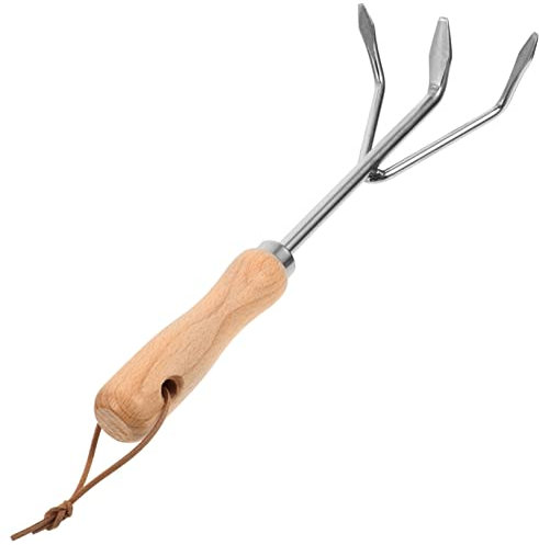 KONTONTY Râteau De Jardin Acier Inoxydable Multi-Fonctionnel avec Manche Outil De Jardinage pour Plantation Désherbage Et Aération du Sol
