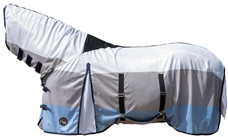 HKM Strong Manta anti-moscas con cuello Azul/Blanco/Gris 115
