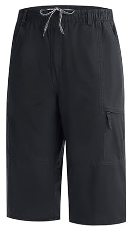 Btmpmcs Klassiska cargoshorts för män, med flera fickor, 3/4 längd, bomull, strid, arbete, lediga, trekvartsbyxor, lätta sommarsportbyxor,, A-marinblå, XXL