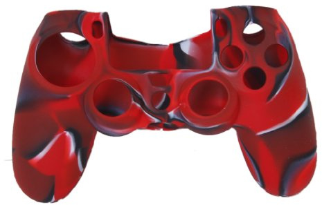 Camo silikon skyddande skal fodral för Sony PlayStation 4 PS4 Controller – röd med svart