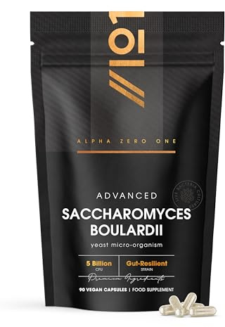 Saccharomyces Boulardii 5 Billion CFU – 90 Vegan Capsules - No Refrigeration Required - High Strength Non-Colonising Yeast – by Alpha01