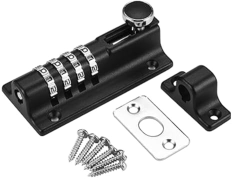 Booso Cerradura de Pestillo con ContraseñA Cerradura de CombinacióN Deslizante Pestillo de Puerta con ContraseñA Cerradura de Seguridad Cerradura de ContraseñA Antirrobo (Negro)