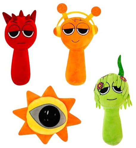 Alongen 4 Pcs Plush Toys,9.45'' Toys Plush, Games Plushies Toy for Fans,Soft Stuffed Pillow Figure Doll Interesting Games Plushies Set for Girls and Boys(Set A)