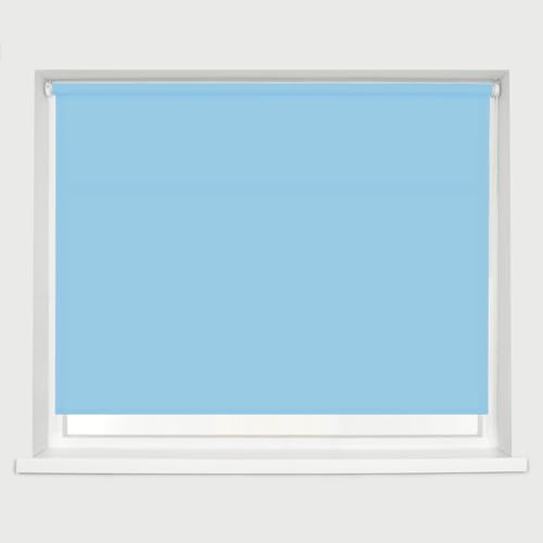 Straight Edge Dim-Out Roller Blind - Easy Fit Home Office - 120cm Width x 160cm Width Drop - Blue