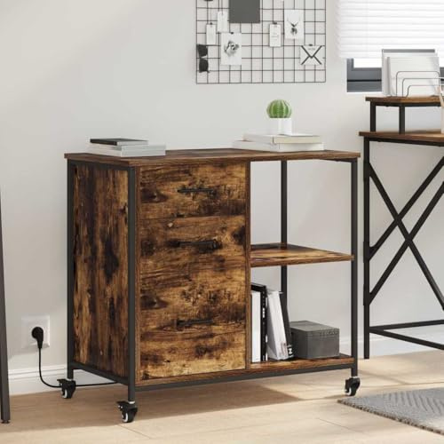 KTHLBRH Armario de Oficina Moderno con Estación de Carga Integrada y Estantes de Tablero - Mueble de Almacenamiento en Madera Aglomerada Mate Rectangular