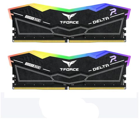Team Group T-Force DELTA RGB DDR5 RAM, 6000MHz, 32GB (2x16GB), CL30, Desktop Memory with RGB Lighting, PMIC Cooling, One-Click Overclocking (Black)